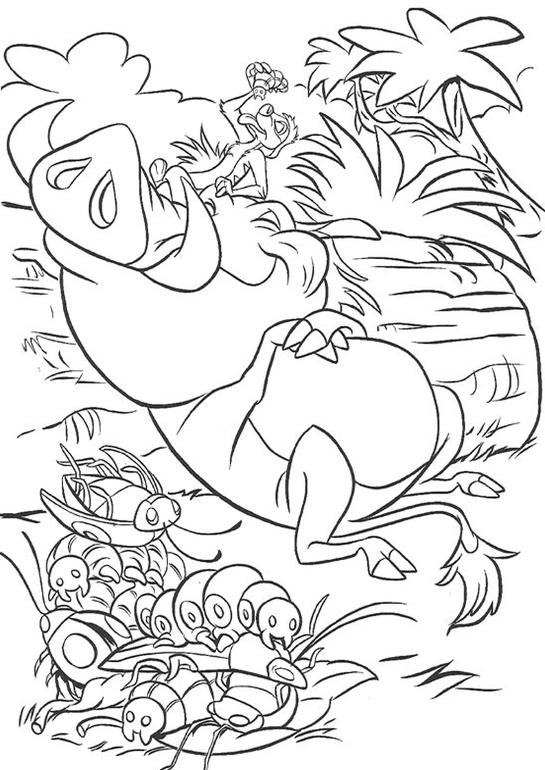 kolorowanka Timon i Pumba z bajki Król Lew Disney, dla dzieci malowanka do wydruku numer 47
